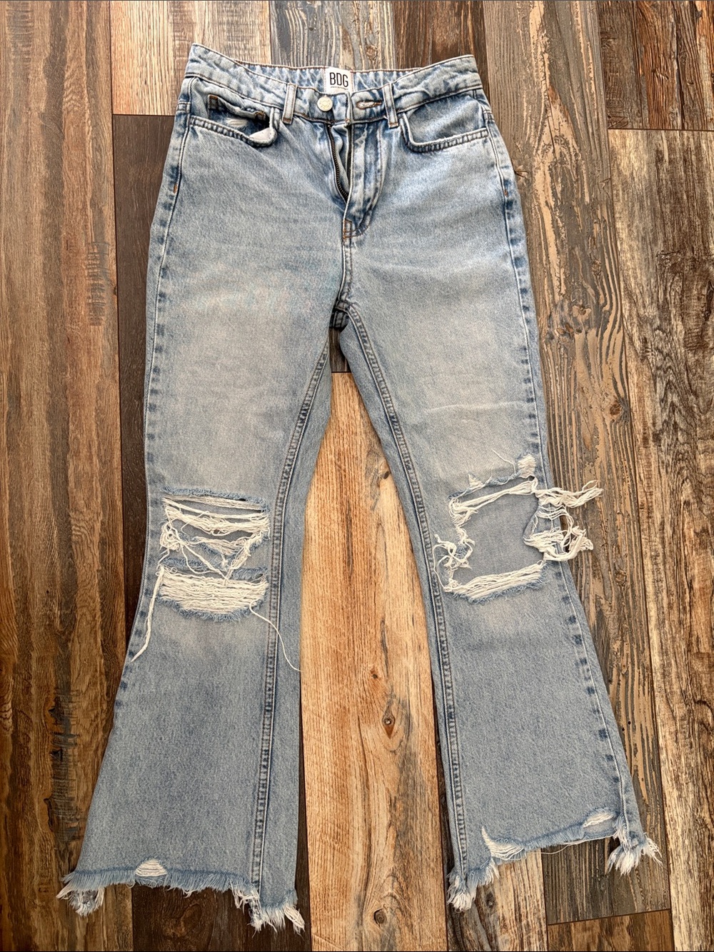 BDG Light Wash Distressed Flare Jeans